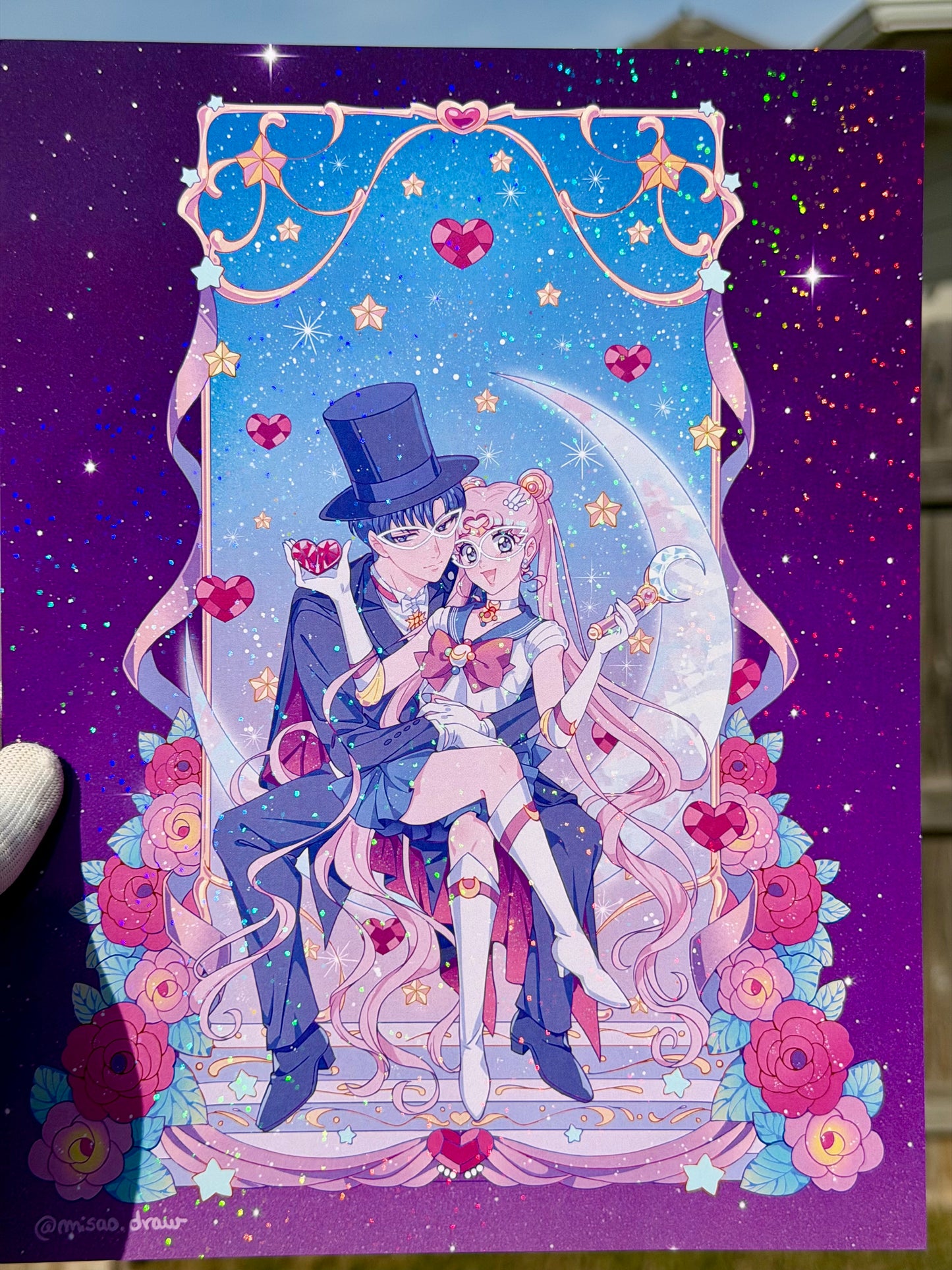 Fly me to the moon prototype heavy holographic print