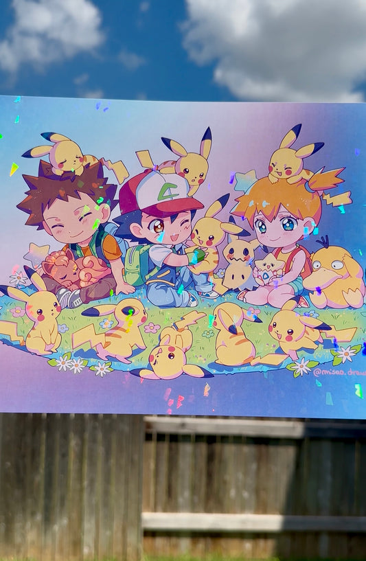 Ash and Friends Holographic Print