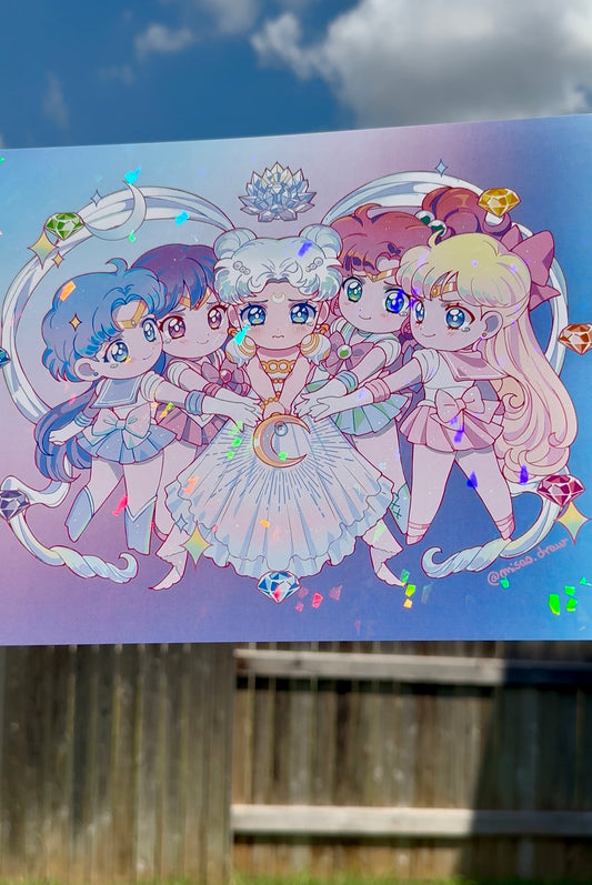 Day of Destiny Chibis Silver hair holographic print