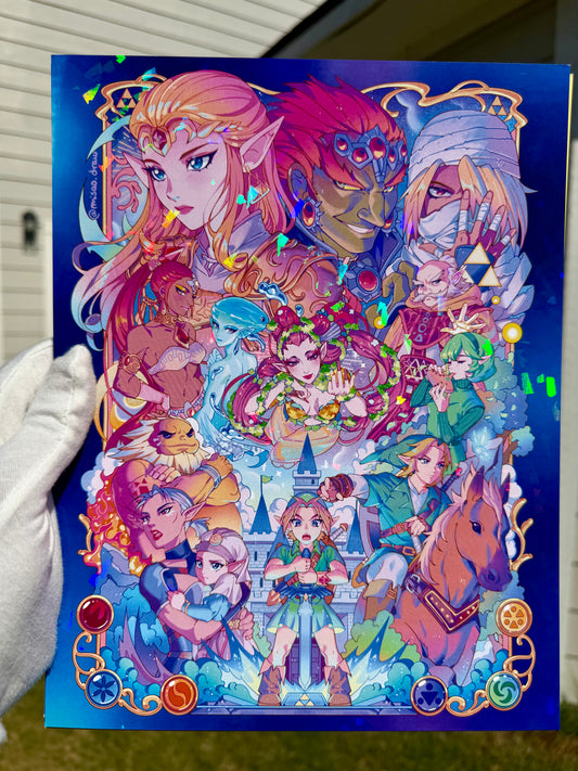 TLOZ: Ocarina of Time cluster holographic print