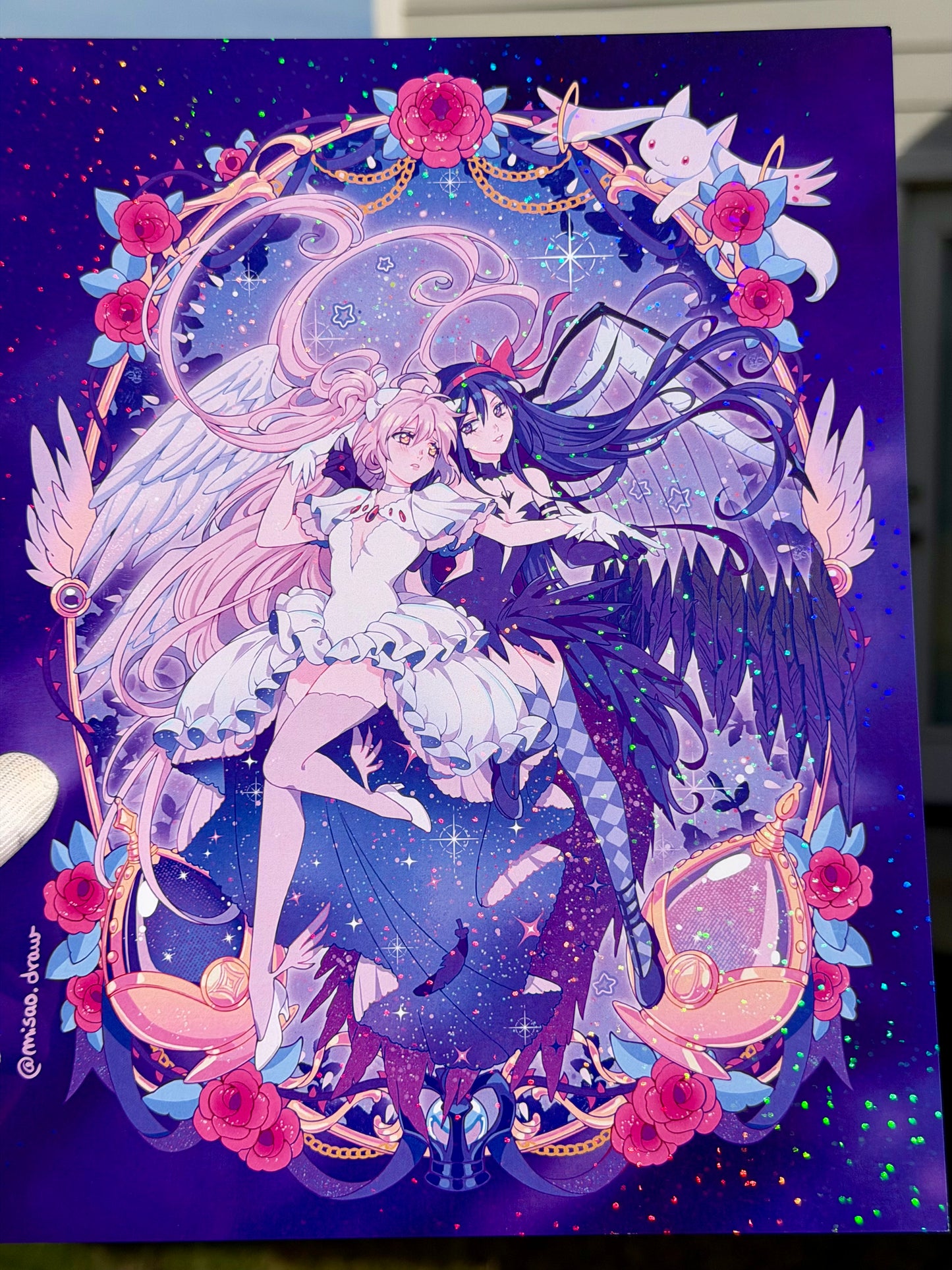 My very best friend Madoka & Homura heavy holographic print