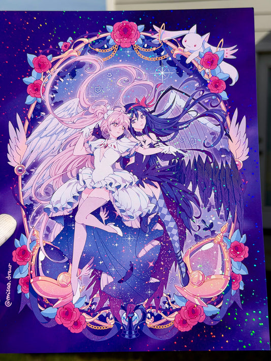 My very best friend Madoka & Homura heavy holographic print