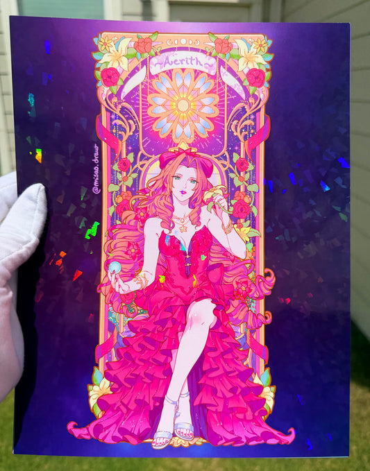 Aerith Nouveau Holographic Print