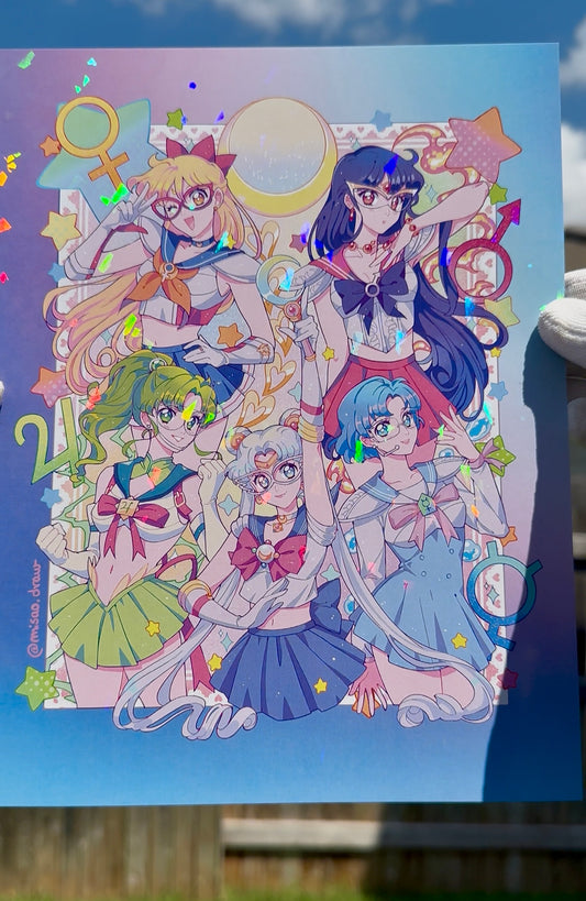Prototype Girls White Hair Holographic Print